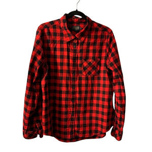 Pendleton Women's Buffalo Plaid Flannel Shirt Size XL Red Black Cotton Cabincore